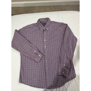 Ralph Lauren Mens XL Custom Fit Plaid Button Down Shirt Purple Green Long Sleeve